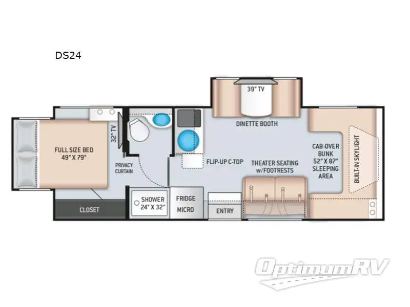 2022 Thor Quantum Sprinter DS24 RV Floorplan Photo