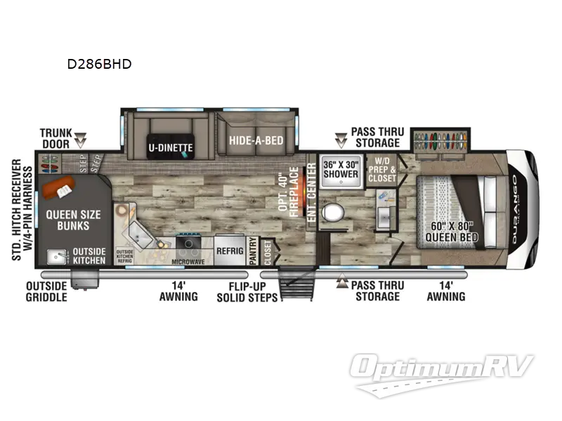 2022 KZ Durango Half-Ton D286BHD Floorplan Photo