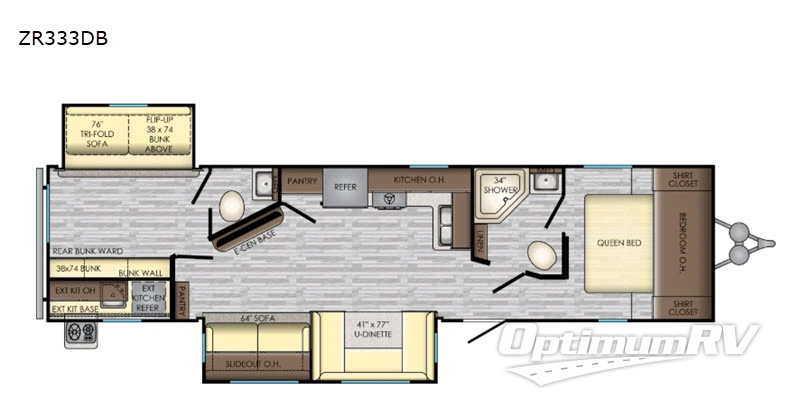 2019 CrossRoads Zinger ZR333DB RV Floorplan Photo