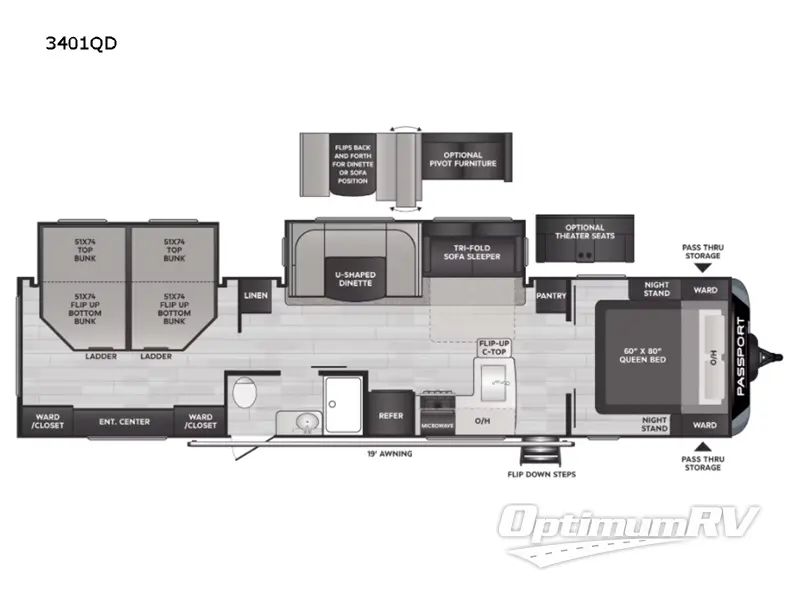 2022 Keystone Passport GT 3401QD RV Floorplan Photo