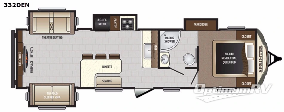 2017 Keystone Sprinter 332DEN RV Floorplan Photo
