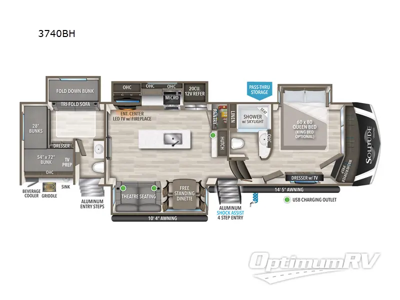 2024 Grand Design Solitude S-Class 3740BH RV Floorplan Photo
