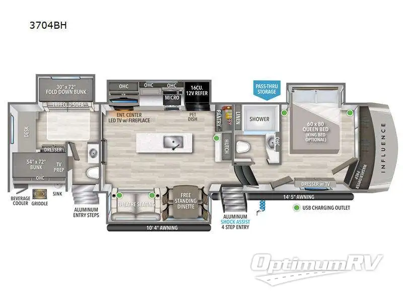 2024 Grand Design Influence 3704BH Floorplan Photo