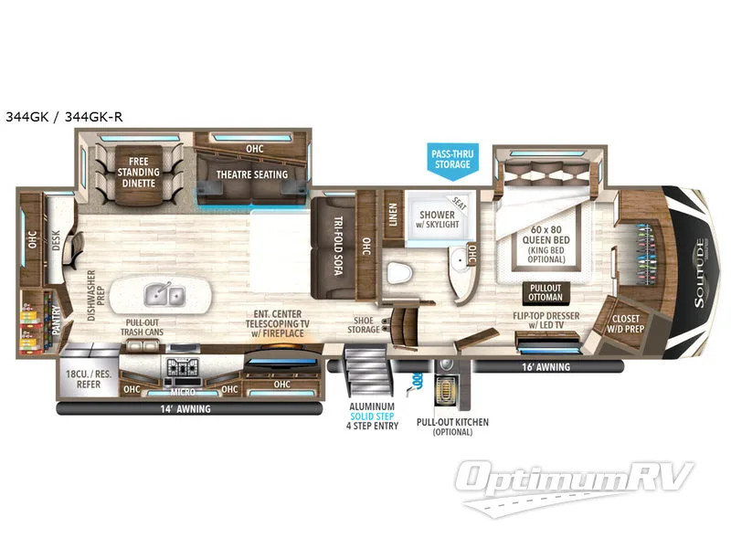 2018 Grand Design Solitude 344GK RV Floorplan Photo