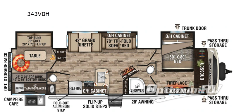 2020 Venture SportTrek Touring Edition 343VBH RV Floorplan Photo