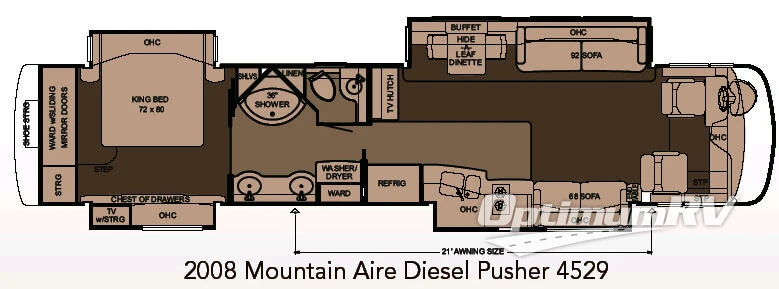 2008 Newmar Mountain Aire Diesel MADP 4529 RV Floorplan Photo