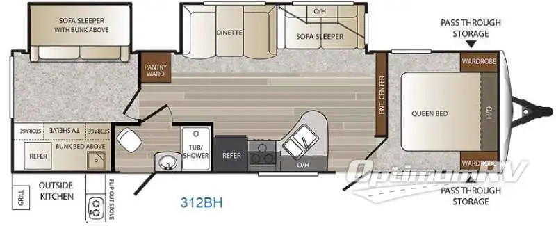 2016 Keystone Outback 312BH Floorplan Photo