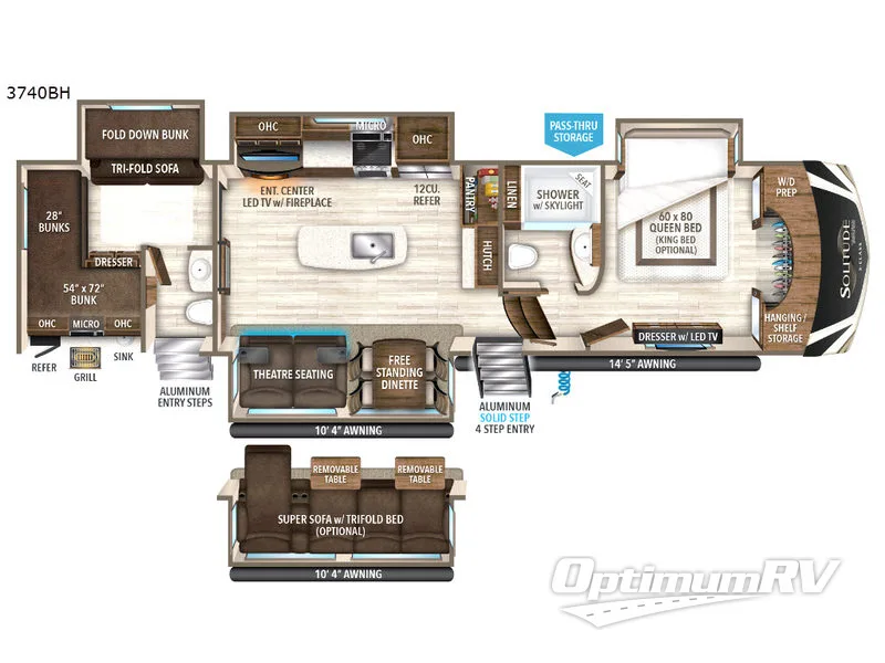 2019 Grand Design Solitude S-Class 3740BH Floorplan Photo