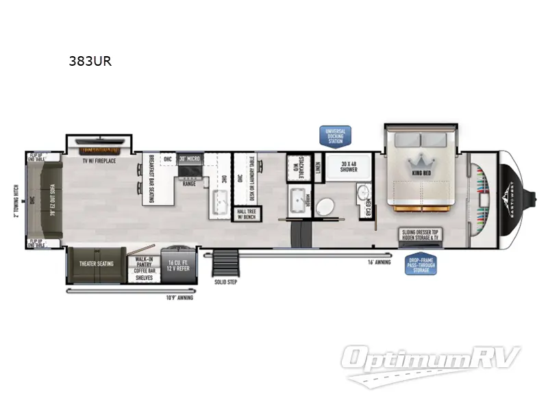 2026 East To West Ahara 383UR Floorplan Photo