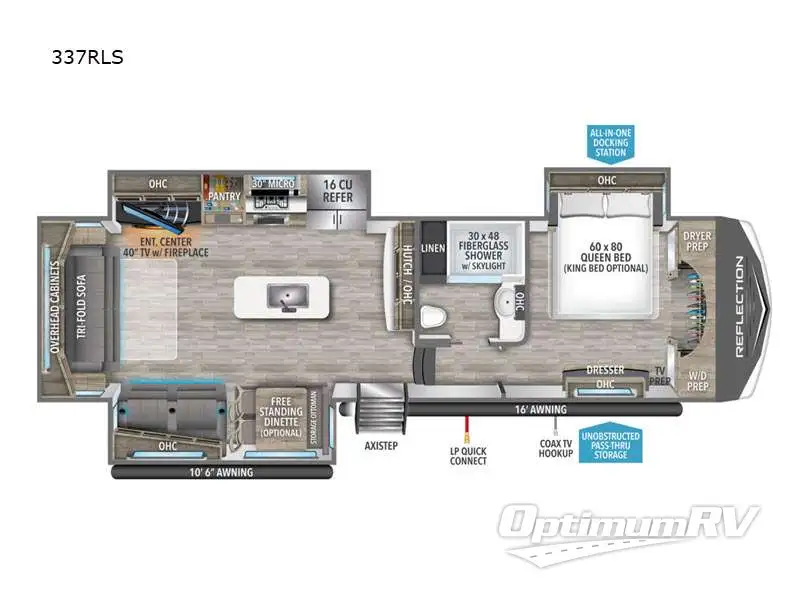 2023 Grand Design Reflection 337RLS RV Floorplan Photo