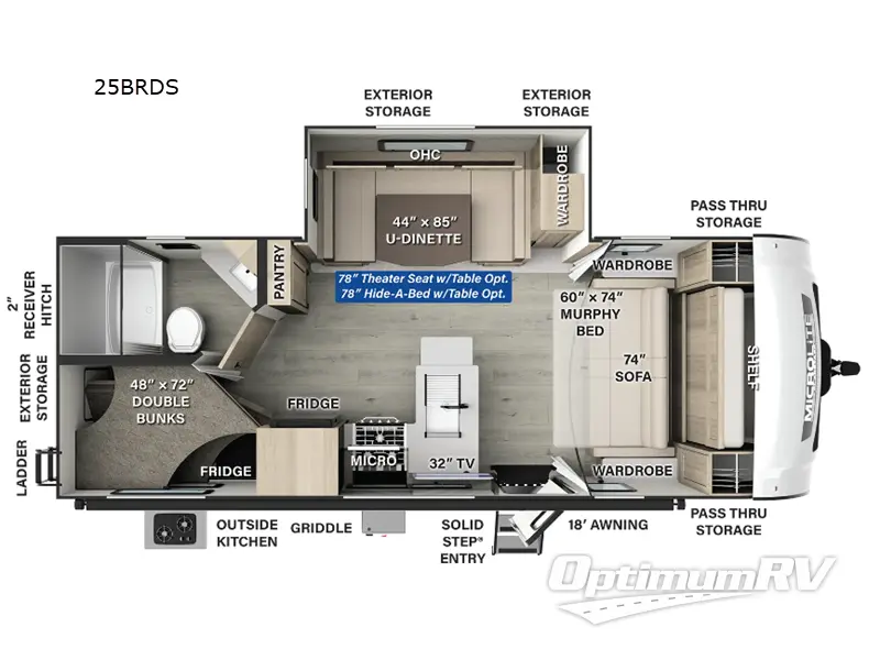 2025 Forest River Flagstaff Micro Lite 25BRDS Floorplan Photo
