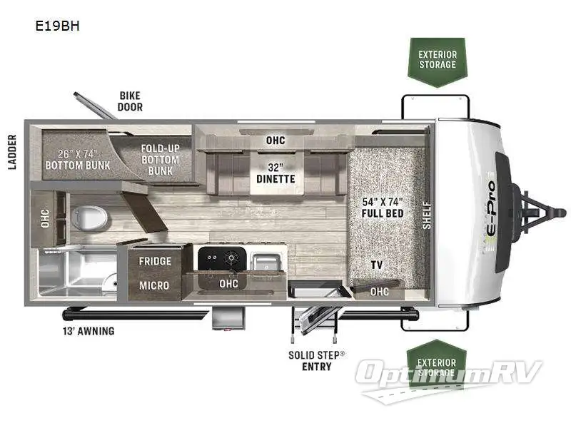 2024 Forest River Flagstaff E-Pro E19BH Floorplan Photo