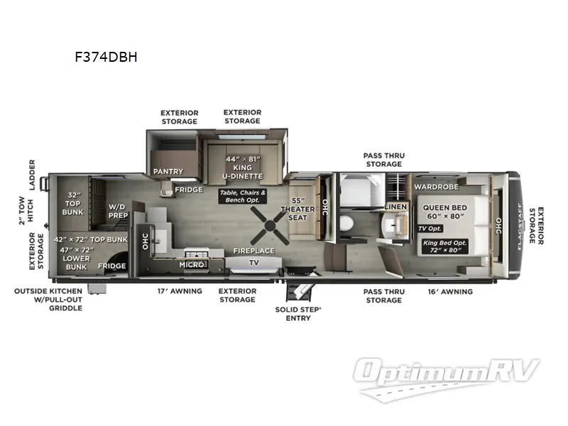 2026 Forest River Flagstaff Classic F374DBH Floorplan Photo