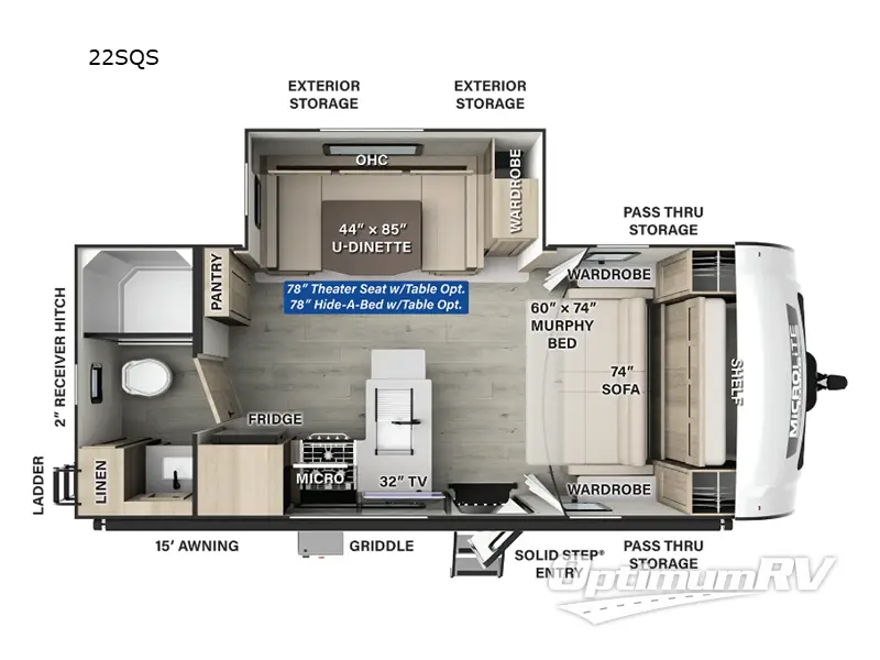 2025 Forest River Flagstaff Micro Lite 22SQS RV Floorplan Photo