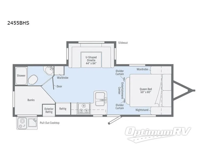 2019 Winnebago Towables Minnie 2455BHS Floorplan Photo