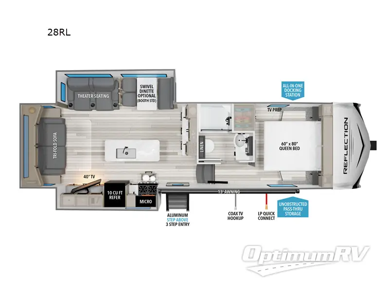 2025 Grand Design Reflection 100 Series 28RL Floorplan Photo
