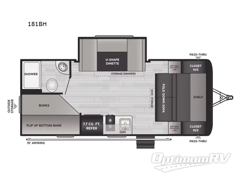 2024 Keystone Hideout Sport Single Axle 181BH RV Floorplan Photo