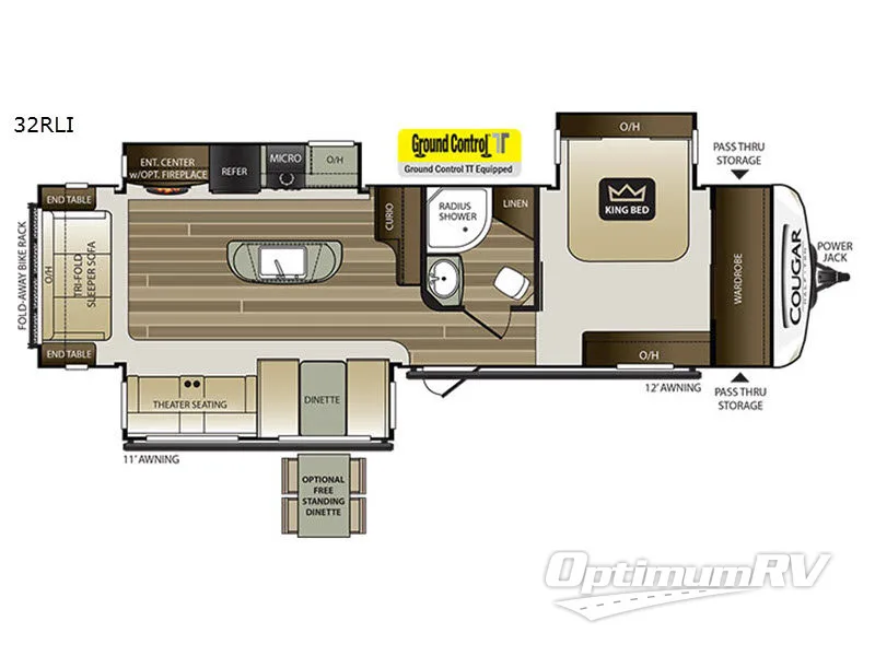 2018 Keystone Cougar Half-Ton Series 32RLI RV Floorplan Photo