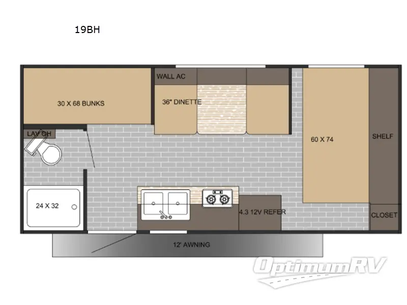 2026 Sunset Park Sun Lite LTD 19BH Floorplan Photo