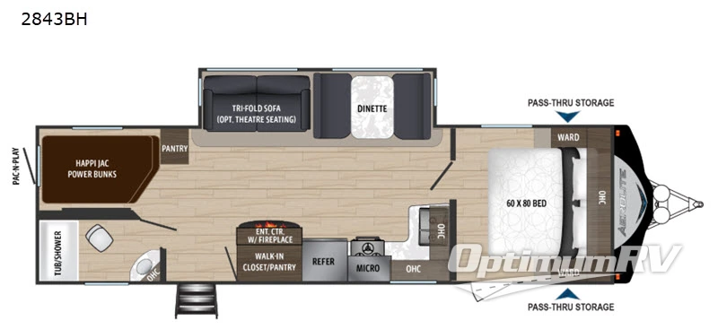 2019 Dutchmen Aerolite 2843BH Floorplan Photo