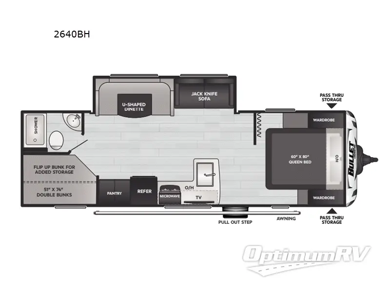2024 Keystone Bullet Crossfire Double Axle 2640BH Floorplan Photo