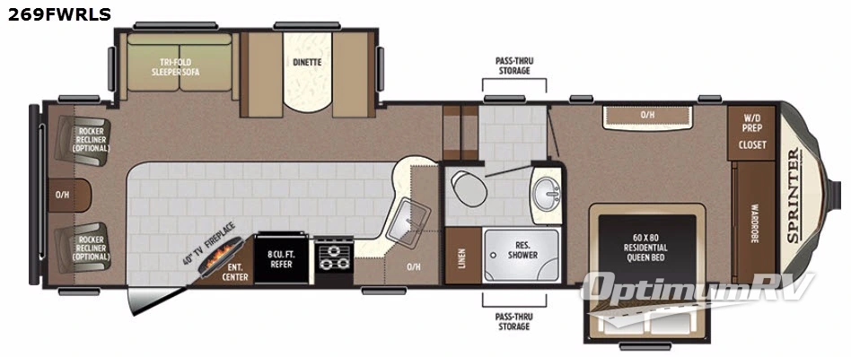 2017 Keystone Sprinter 269FWRLS Floorplan Photo