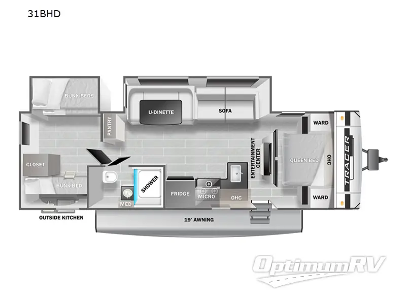2022 Prime Time Tracer 31BHD Floorplan Photo