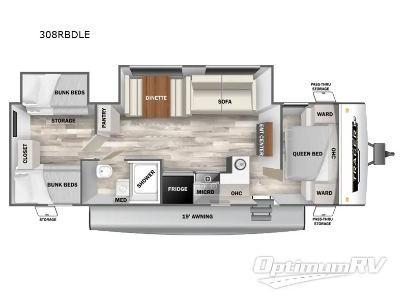 2025 Prime Time Tracer 308BRDLE Floorplan Photo