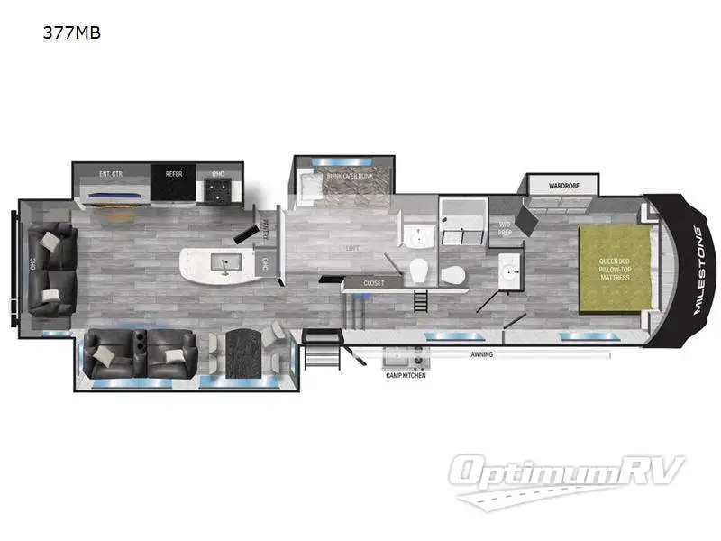 2023 Heartland Milestone 377MB RV Floorplan Photo