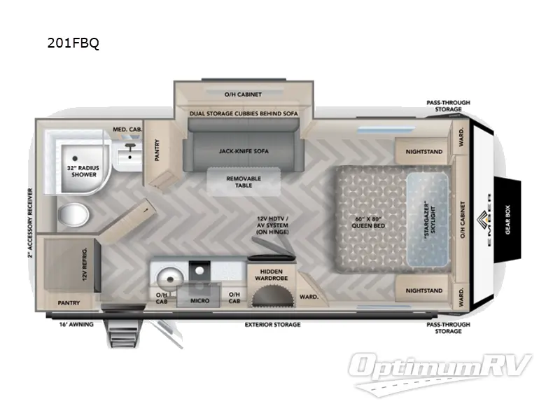 2023 Ember Overland Series 201FBQ Floorplan Photo