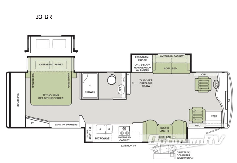 2020 Tiffin Allegro Breeze 33 BR RV Floorplan Photo