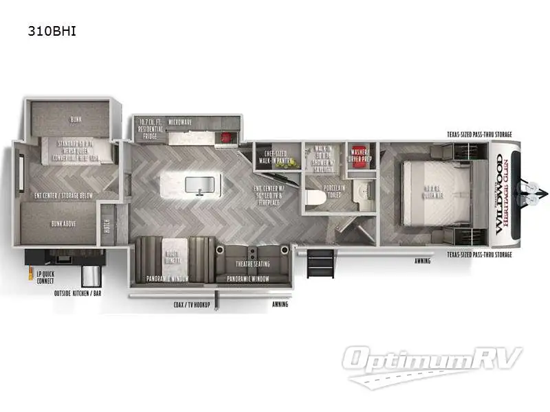 2021 Forest River Wildwood Heritage Glen 310BHI RV Floorplan Photo