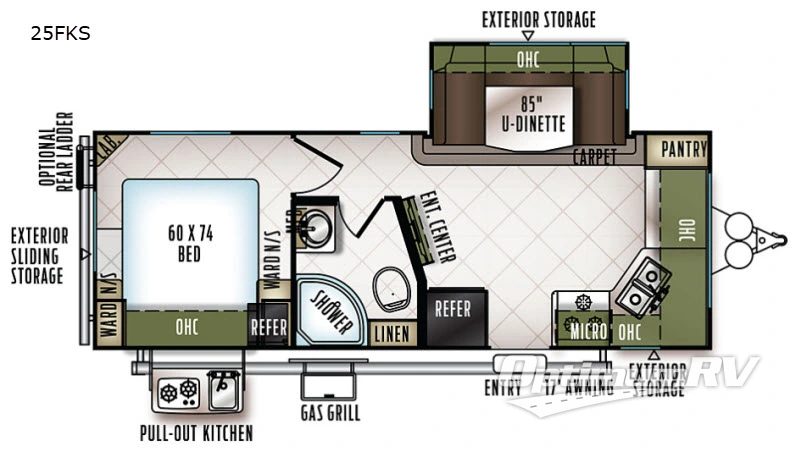 2018 Forest River Flagstaff Micro Lite 25FKS RV Floorplan Photo