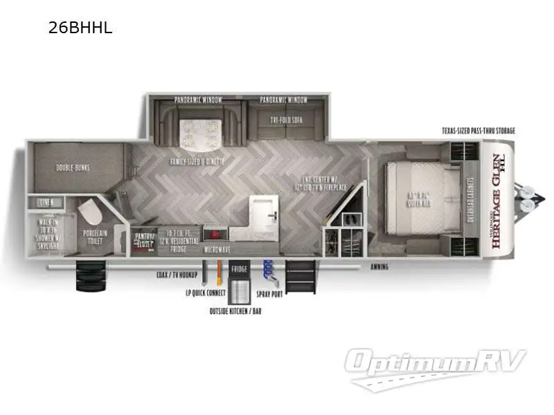 2021 Forest River Wildwood Heritage Glen Hyper-Lyte 26BHHL Floorplan Photo