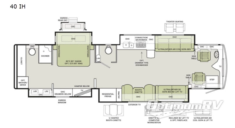 2021 Tiffin Phaeton 40IH Floorplan Photo