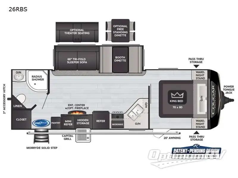 2021 Keystone Cougar Half-Ton 26RBS RV Floorplan Photo