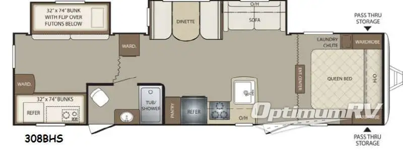 2015 Keystone Bullet 308BHS Floorplan Photo