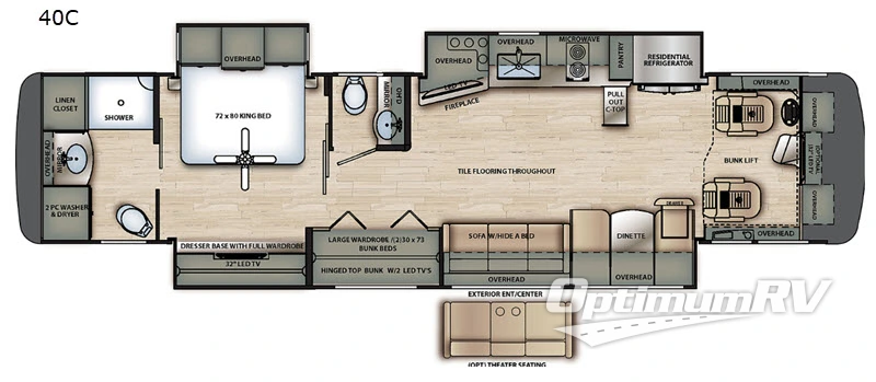 2020 Forest River Berkshire XL 40C Floorplan Photo