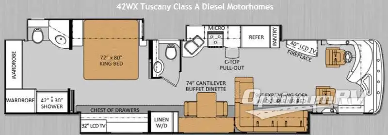 2014 Thor Tuscany 42WX RV Floorplan Photo