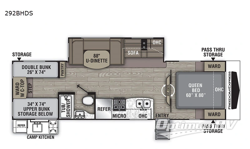 2020 Coachmen Freedom Express Ultra Lite 292BHDS Floorplan Photo