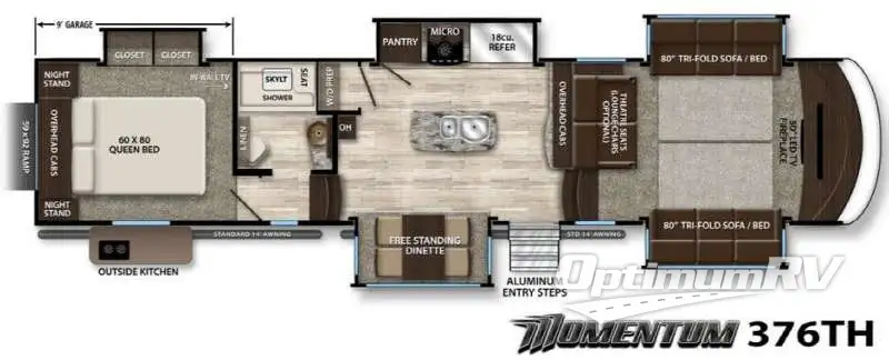 2016 Grand Design MOMENTUM 376TH Floorplan Photo