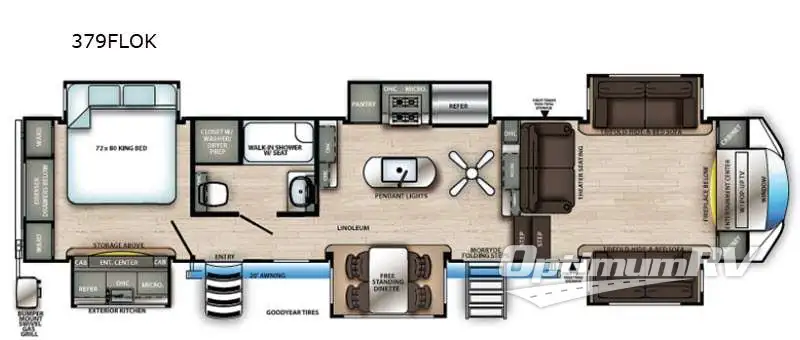 2021 Forest River Sandpiper 379FLOK Floorplan Photo