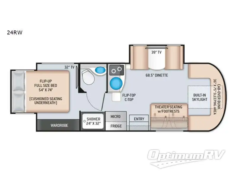 2022 Thor Tiburon Sprinter 24RW RV Floorplan Photo
