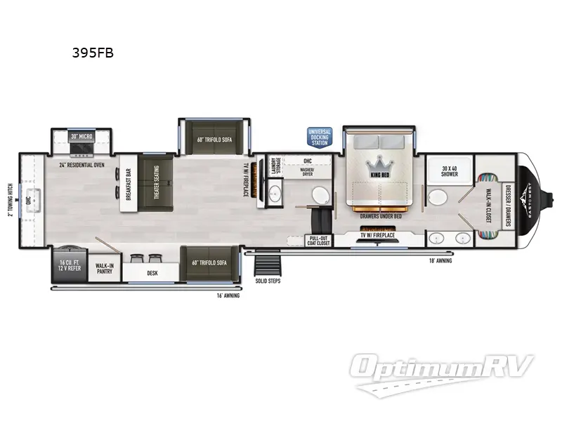 2027 East To West Ahara 395FB Floorplan Photo