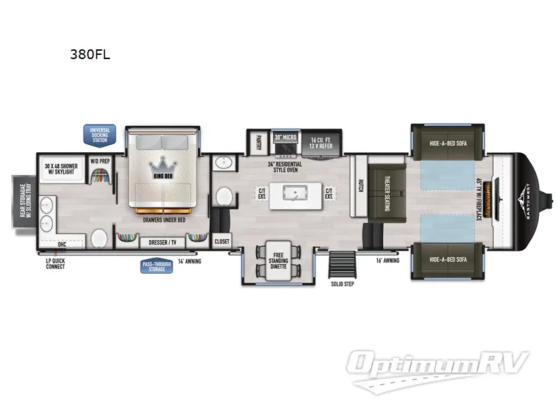 2027 East To West Ahara 380FL Floorplan Photo