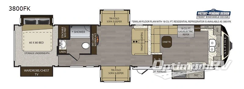 2019 Keystone alpine 3800FK RV Floorplan Photo