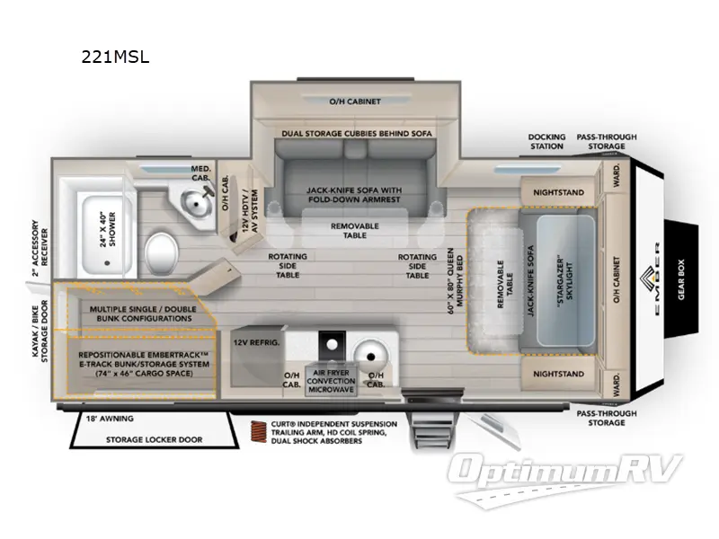 2025 Ember Overland Series 221MSL Floorplan Photo