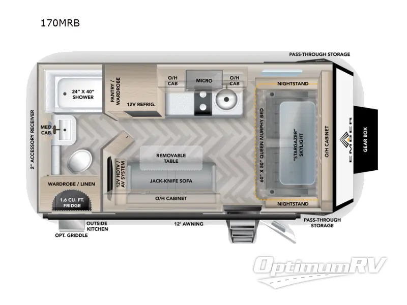 2023 Ember Overland Series 170MRB Floorplan Photo