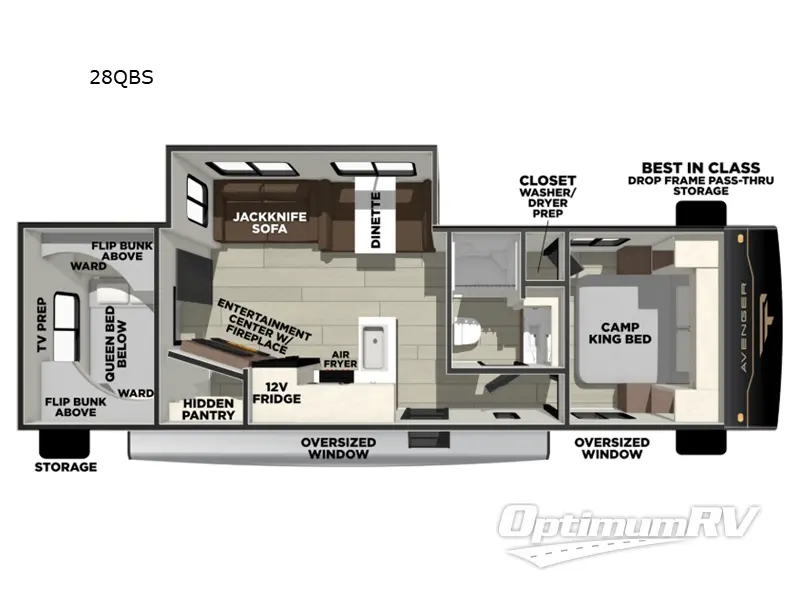 2027 Forest River Avenger 28QBS RV Floorplan Photo
