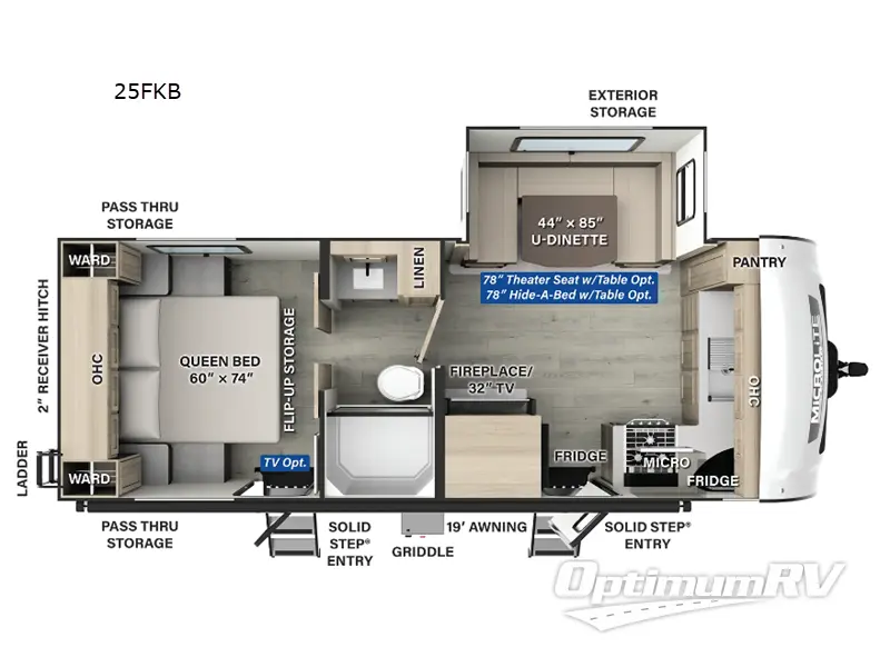 2025 Forest River Flagstaff Micro Lite 25FKB Floorplan Photo